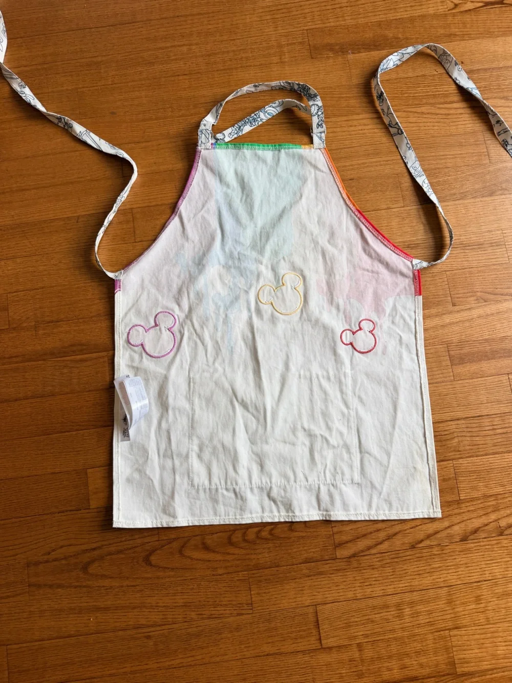 Disney Parks Ink & Paint Adult Canvas Apron Rainbow Drip Mickey Animation Sketch